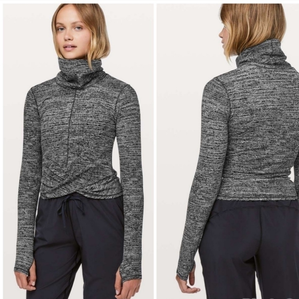 Lululemon Gray Black Melodic Movement Long Sleeves Size Medium